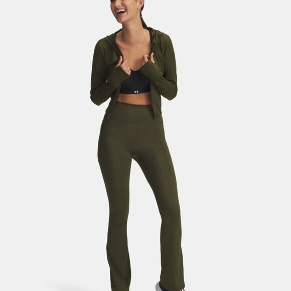 Under Armour Meridian Flare Olive Green Wide-Leg Women's Pants, M - Picture 1 of 11